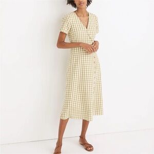 Madewell Yellow Gingham Midi Dress